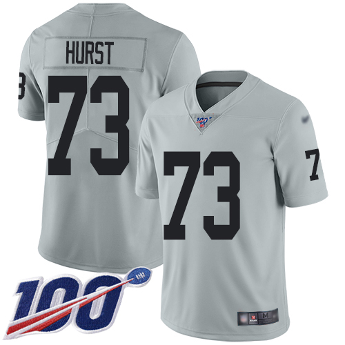 Men Oakland Raiders Limited Silver Maurice Hurst Jersey NFL Football #73 100th Season Inverted Legend Jersey->oakland raiders->NFL Jersey